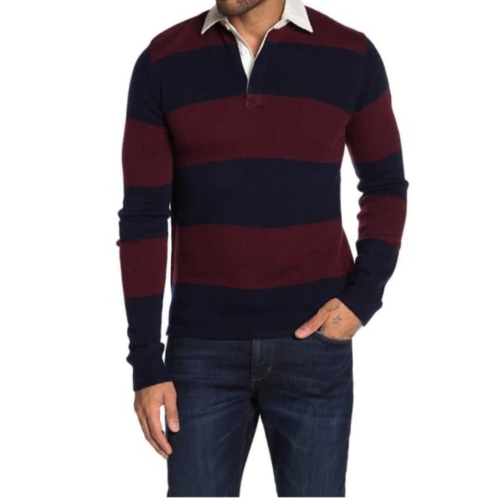 Slate and Stone Rugby Stripe Sweater Polo in Stripe Print Size Large